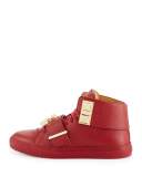 Men's 100mm Trap High-Top Sneaker, Red