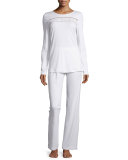 Franca Mesh-Inset Pajamas, Off White