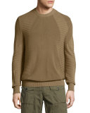 Kallen Multi-Stitch Crewneck Sweater, Slate Green