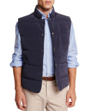 Quilted Snap-Button Vest, Navy