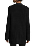 Chunky Wool-Cashmere Cardigan, Black
