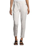 Linen-Blend Patchwork Cargo Pants