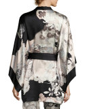 Yuzen Floral-Print Silk Wrap, Multi Pattern