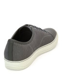 Textured Leather Low-Top Sneaker, Light Gray