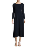 Caden Ribbed Tie-Back Midi Dress, Navy