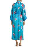 Manila Floral-Print Robe, Blue Pattern