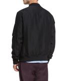 Linen-Silk Flight Jacket, Black