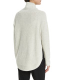 Side-Zip Ribbed Turtleneck Sweater