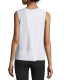 Abby Piped Crepe Tank, Bright White