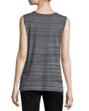 Scoop-Neck Knit Tank, Neutral Gray/Black