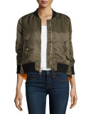 Satin Bomber Jacket, Army Green