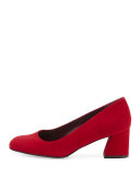 Marymid Suede Mid-Heel Pump, Pomodoro