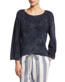 Judith Bracelet-Sleeve Pullover, Indigo Blue