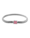 Batu Classic Chain Silver Bracelet with Pink Spinel, Size M
