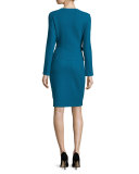 Textural Twill Pencil Skirt, Baltic Blue