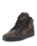 Men's Camo-Print Canvas Mid-Top Sneaker