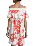 Dara Off-the-Shoulder Floral-Print Dress, Blossom Rose