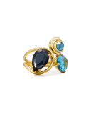 18K Rock Candy Squiggle Ring in Midnight Rain, Size 7