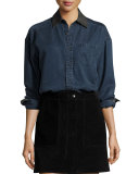 Denim Boyfriend Shirt, Indigo