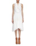 Embroidered Tiered Ruffled Dress, Milk