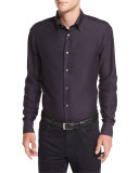 Tonal Geometric-Print Sport Shirt, Burgundy