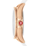 Cape White Silicone Strap Watch with Pink Topaz Dial Markers, Rose Golden
