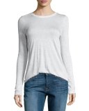 Long-Sleeve Melange Jersey Tee, White