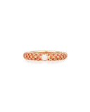 18K Rose Gold & Orange Sapphire Ring with One Diamond, Size 5.5