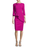 3/4-Sleeve Peplum Cocktail Dress, Cilamino