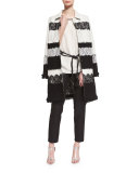 Emma Metallic Tweed Cropped Pants, Caviar