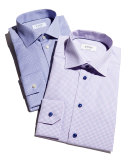 Contemporary-Fit Rope-Striped Dobby Dress Shirt, Navy