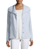 Snap-Front Long Jacket W/Pockets, Dark Pearl