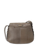 Jennifer Medium Python Shoulder Bag, Dark Gray