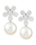 Fleur White Diamond & Pearl Earrings