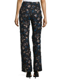 Embellished Floral-Lace Trousers