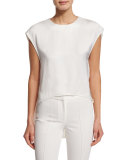 Jewel-Neck High-Low Muscle Top, Ivory