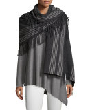 Trattino Wool-Blend Wrap, Charcoal, Petite