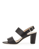 Khan Leather Double-Band Sandal, Black