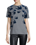 Classic Jersey Tee w/ Swallows, Stone Melange
