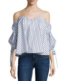 Gabriella Off-The-Shoulder Striped Bustier Top