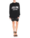 Double-Ruffle Wool Mini Skirt, Black