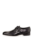 Modugno Calfskin Single Monk-Strap Loafer, Black