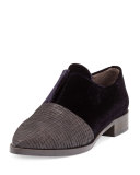 Albaz Velvet Pointed-Toe Loafer, Black