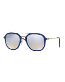 Men's Gradient Flash Square Aviator Sunglasses, Blue/Bronze-Copper