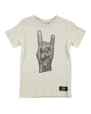 Raul Heathered Graphic Tee, Beige, Size 4-12