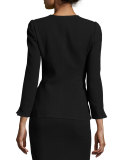 Flap-Pocket 3/4-Sleeve Jacket, Black