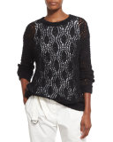 Open-Knit Sweater w/Silk Tank Underlay