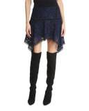 Aura Paneled Floral Lace Skirt, Navy