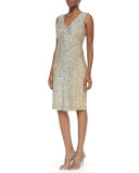 V-Neck Allover Sequin Dress