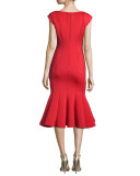 Midi Drop-Waist Cocktail Dress, Red